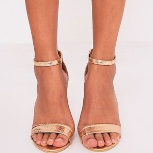 May Rose Gold Block Heeled Sandals